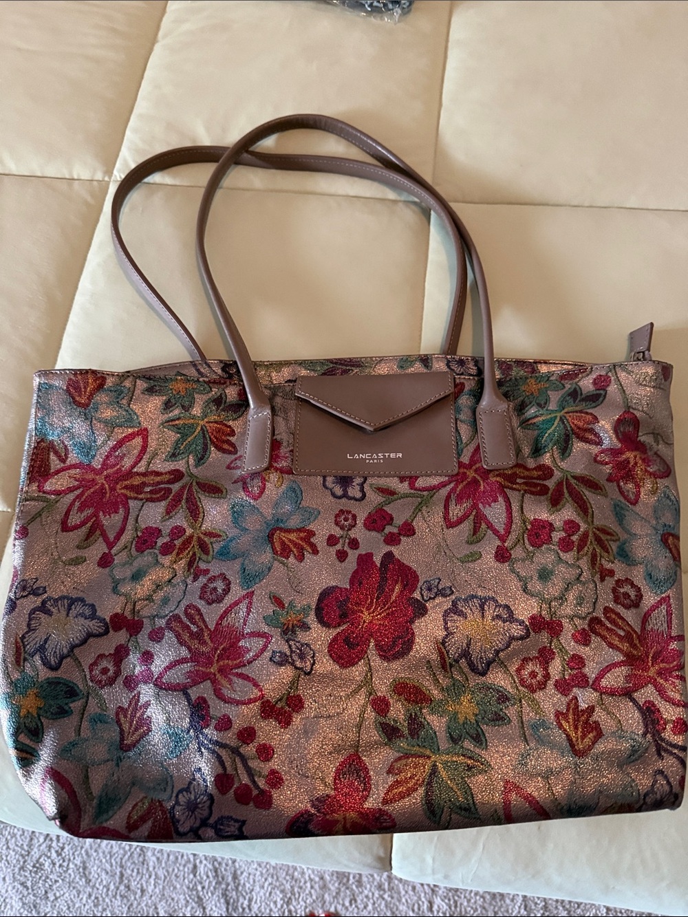 Lancaster Paris Maya Satin Floral Long Tote - Picture 2 of 4